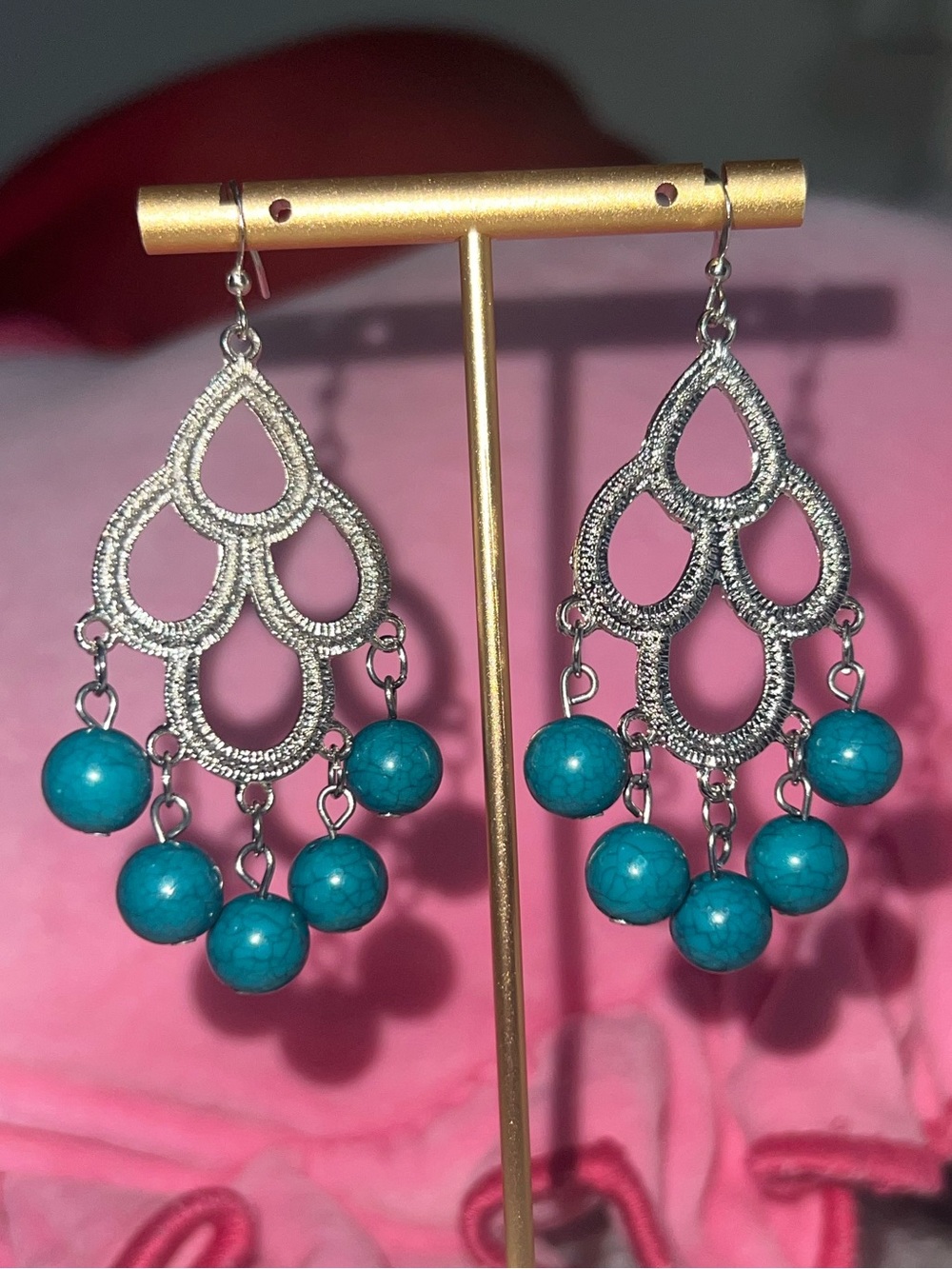Y2K Avenue silver and blue beaded chandelier earrings #fairycore #boho #party